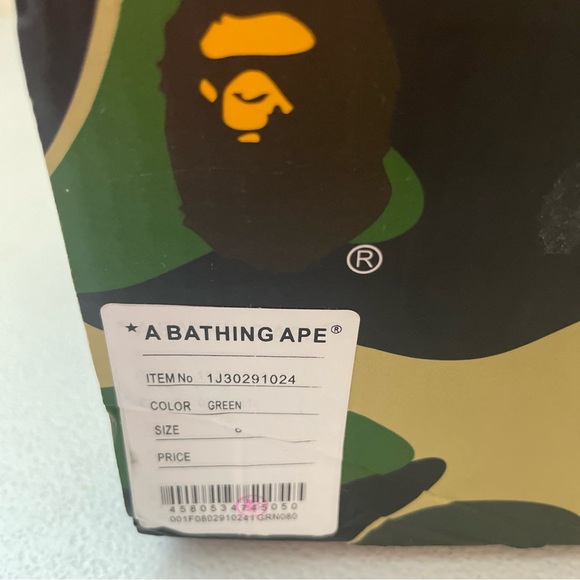 A BATHING APE BAPE men\'s shoes SIZE 8 #1J30191024 green color new